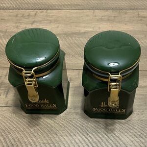 Harrods Knightbridge London England Ceramic Canister Set Of 2